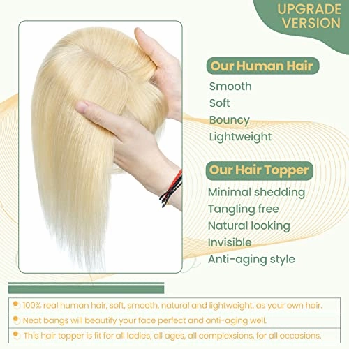 Clip in Hair Topper Human Hair with Silk Base Hairpiece