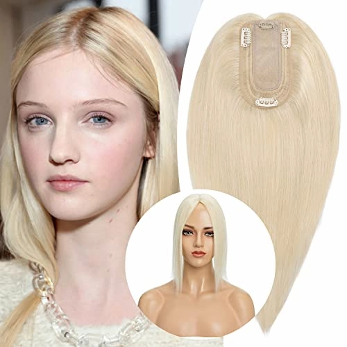 Clip in Hair Topper Human Hair with Silk Base Hairpiece