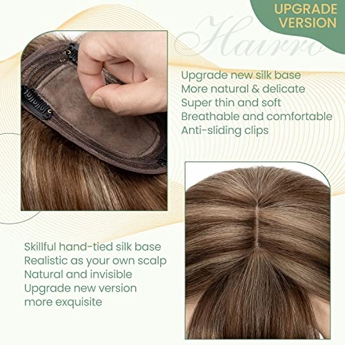 Clip in Hair Topper Human Hair with Silk Base Hairpiece