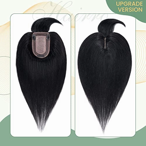 Clip in Hair Topper Human Hair with Silk Base Hairpiece
