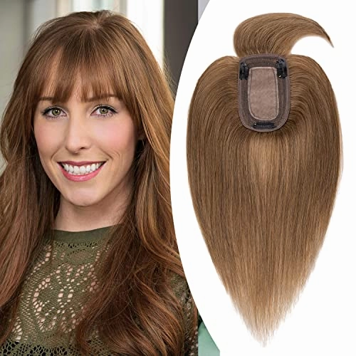 Clip in Hair Topper Human Hair with Silk Base Hairpiece