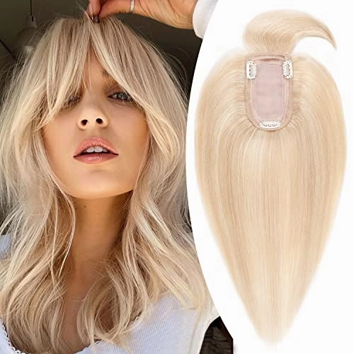 Clip in Hair Topper Human Hair with Silk Base Hairpiece