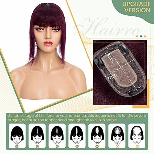 Clip in Hair Topper Human Hair with Silk Base Hairpiece