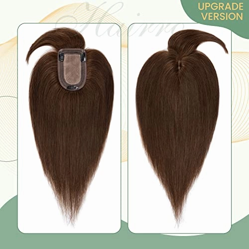 Clip in Hair Topper Human Hair with Silk Base Hairpiece