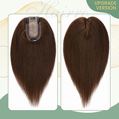 Clip in Hair Topper Human Hair with Silk Base Hairpiece