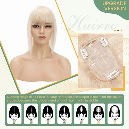 Clip in Hair Topper Human Hair with Silk Base Hairpiece