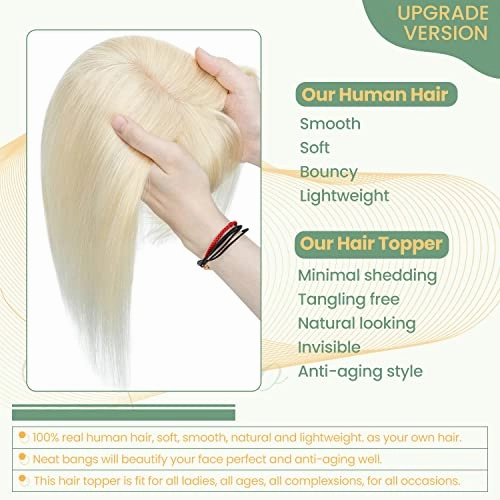Clip in Hair Topper Human Hair with Silk Base Hairpiece