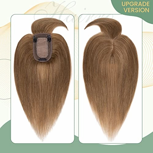 Clip in Hair Topper Human Hair with Silk Base Hairpiece