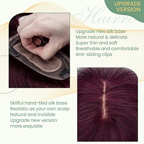 Clip in Hair Topper Human Hair with Silk Base Hairpiece