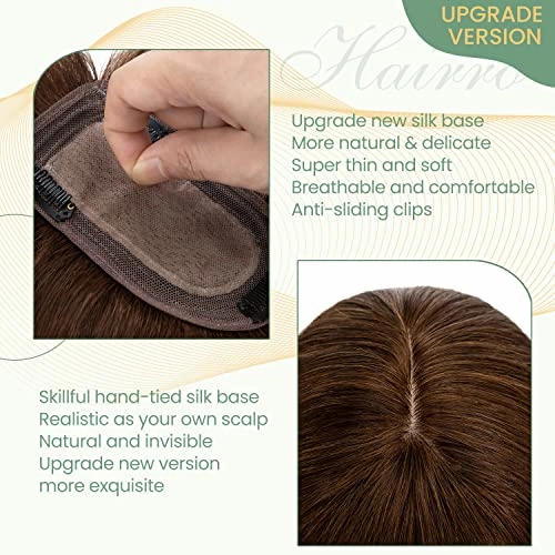 Clip in Hair Topper Human Hair with Silk Base Hairpiece