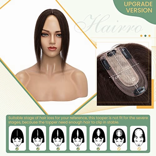 Clip in Hair Topper Human Hair with Silk Base Hairpiece