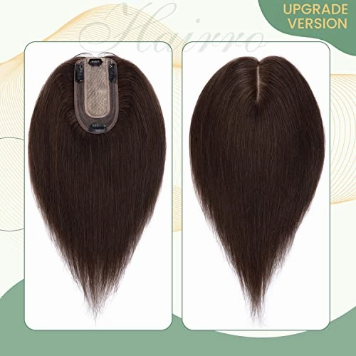 Clip in Hair Topper Human Hair with Silk Base Hairpiece