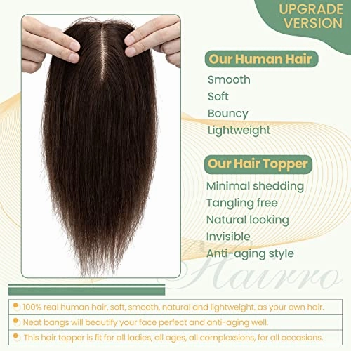 Clip in Hair Topper Human Hair with Silk Base Hairpiece