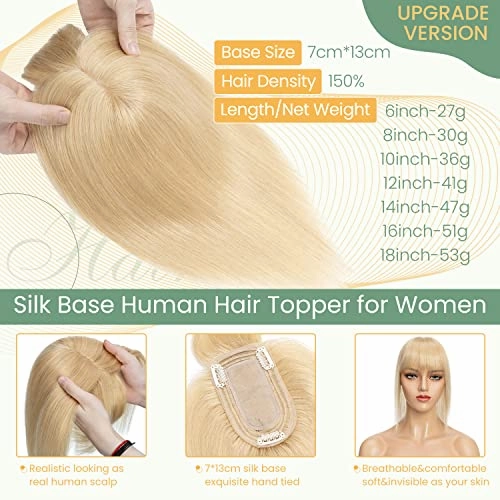 Clip in Hair Topper Human Hair with Silk Base Hairpiece