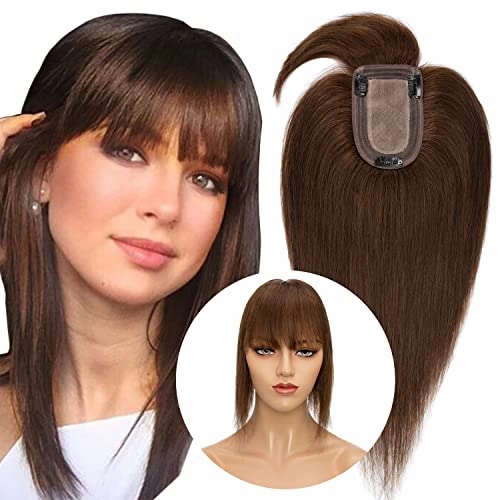 Clip in Hair Topper Human Hair with Silk Base Hairpiece