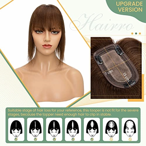 Clip in Hair Topper Human Hair with Silk Base Hairpiece