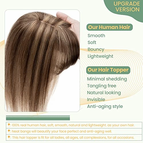 Clip in Hair Topper Human Hair with Silk Base Hairpiece