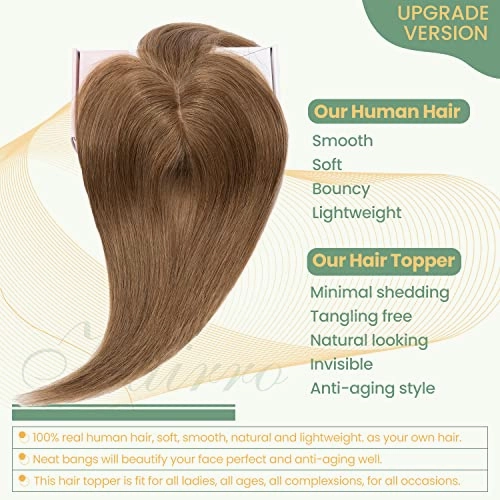 Clip in Hair Topper Human Hair with Silk Base Hairpiece