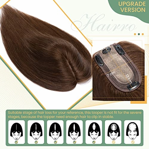 Clip in Hair Topper Human Hair with Silk Base Hairpiece