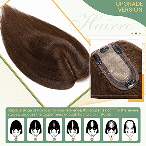 Clip in Hair Topper Human Hair with Silk Base Hairpiece
