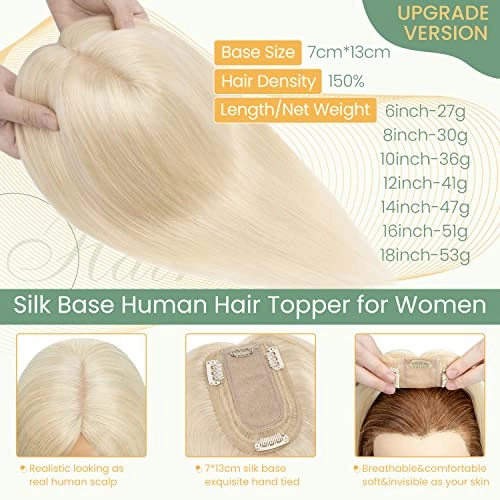 Clip in Hair Topper Human Hair with Silk Base Hairpiece