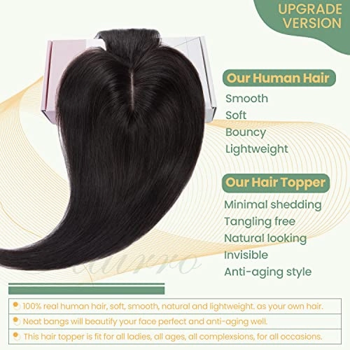 Clip in Hair Topper Human Hair with Silk Base Hairpiece