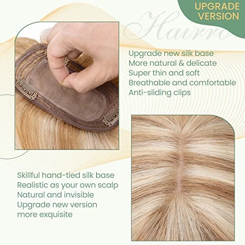 Clip in Hair Topper Human Hair with Silk Base Hairpiece
