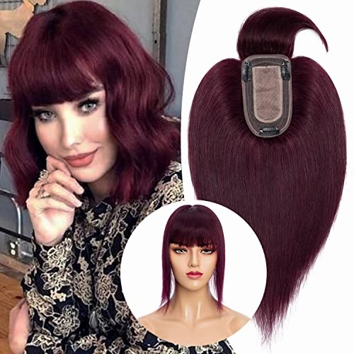 Clip in Hair Topper Human Hair with Silk Base Hairpiece