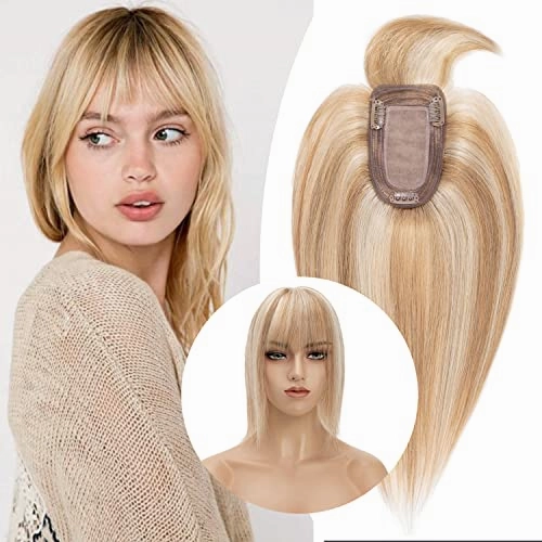 Clip in Hair Topper Human Hair with Silk Base Hairpiece