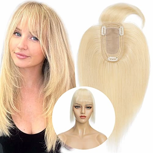 Clip in Hair Topper Human Hair with Silk Base Hairpiece