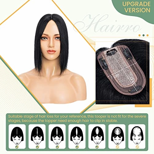 Clip in Hair Topper Human Hair with Silk Base Hairpiece