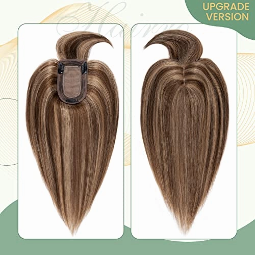 Clip in Hair Topper Human Hair with Silk Base Hairpiece