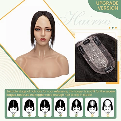 Clip in Hair Topper Human Hair with Silk Base Hairpiece