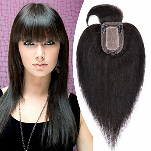 Clip in Hair Topper Human Hair with Silk Base Hairpiece