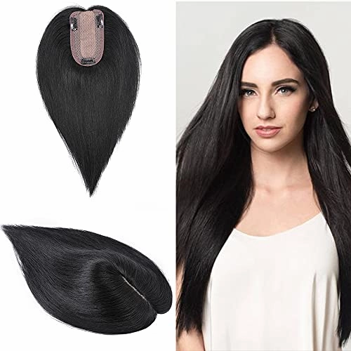 Clip in Hair Topper Human Hair with Silk Base Hairpiece
