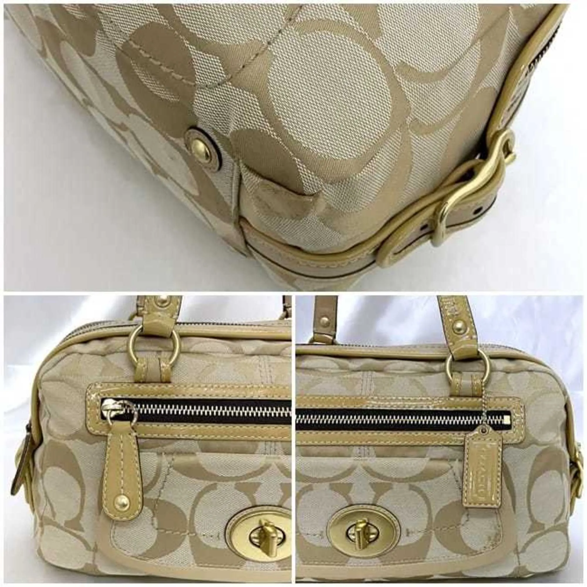 Coach Canvas Patent Leather Handbag Tote Bag (Pre-Owned)