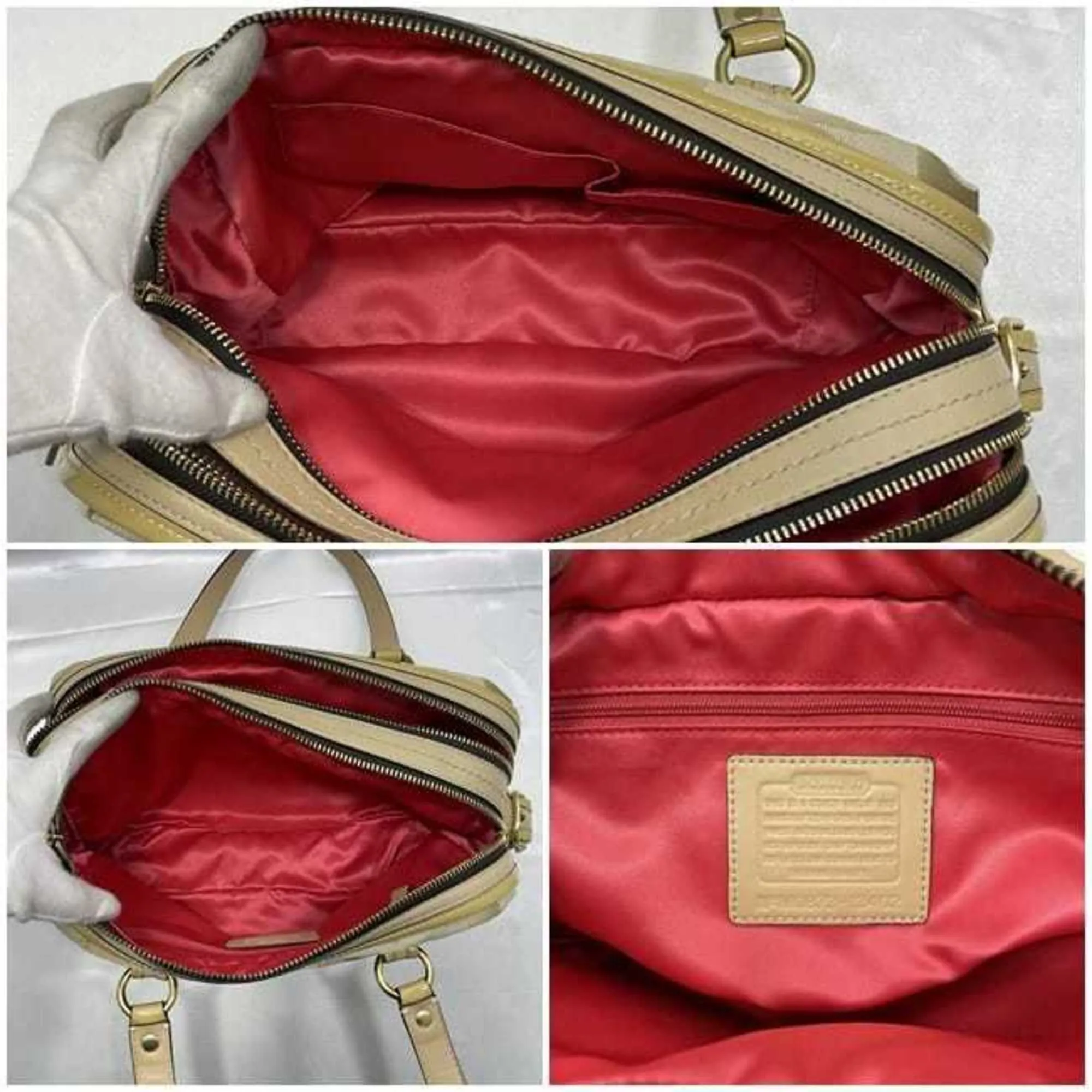 Coach Canvas Patent Leather Handbag Tote Bag (Pre-Owned)