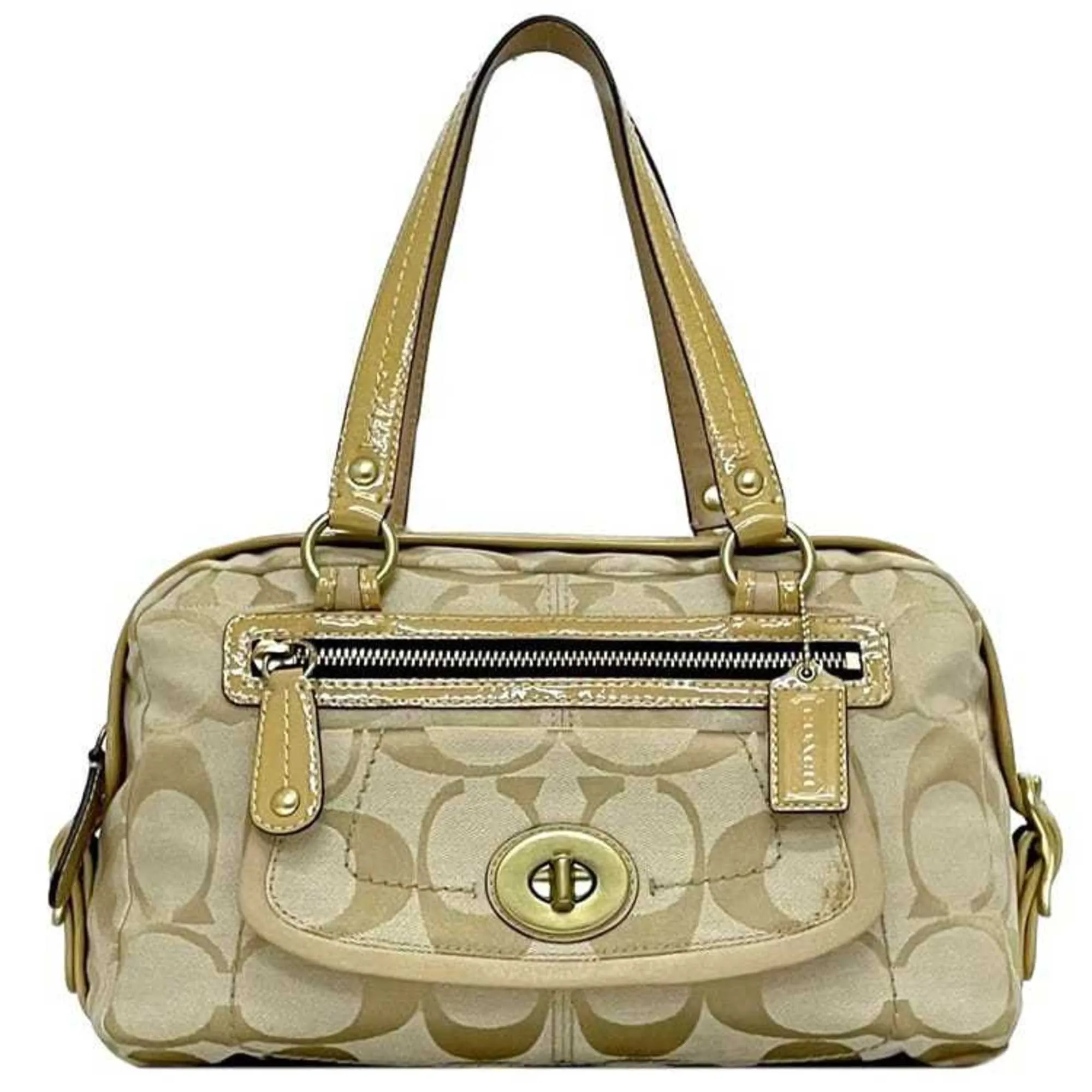 Coach Canvas Patent Leather Handbag Tote Bag (Pre-Owned)