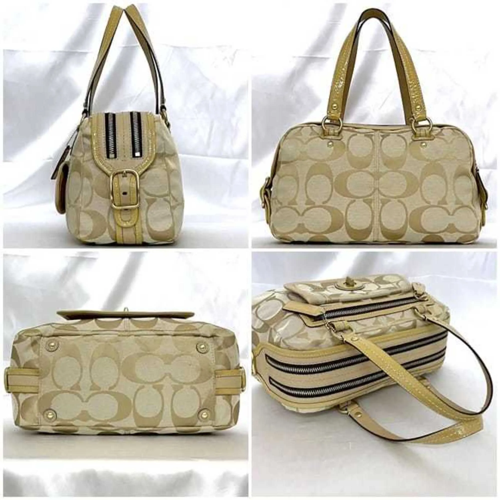 Coach Canvas Patent Leather Handbag Tote Bag (Pre-Owned)
