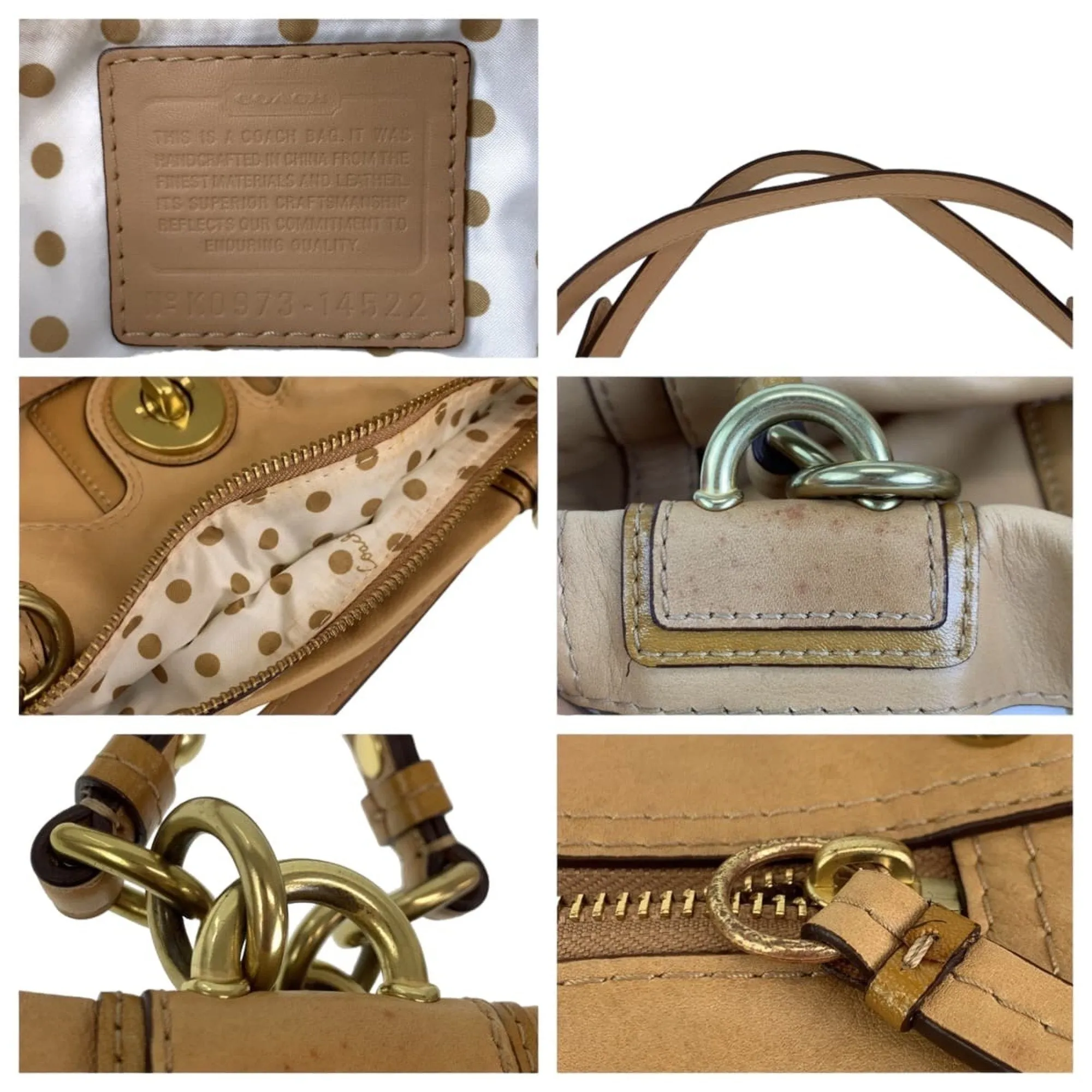 Coach Leather Handbag Tote Bag (Pre-Owned)