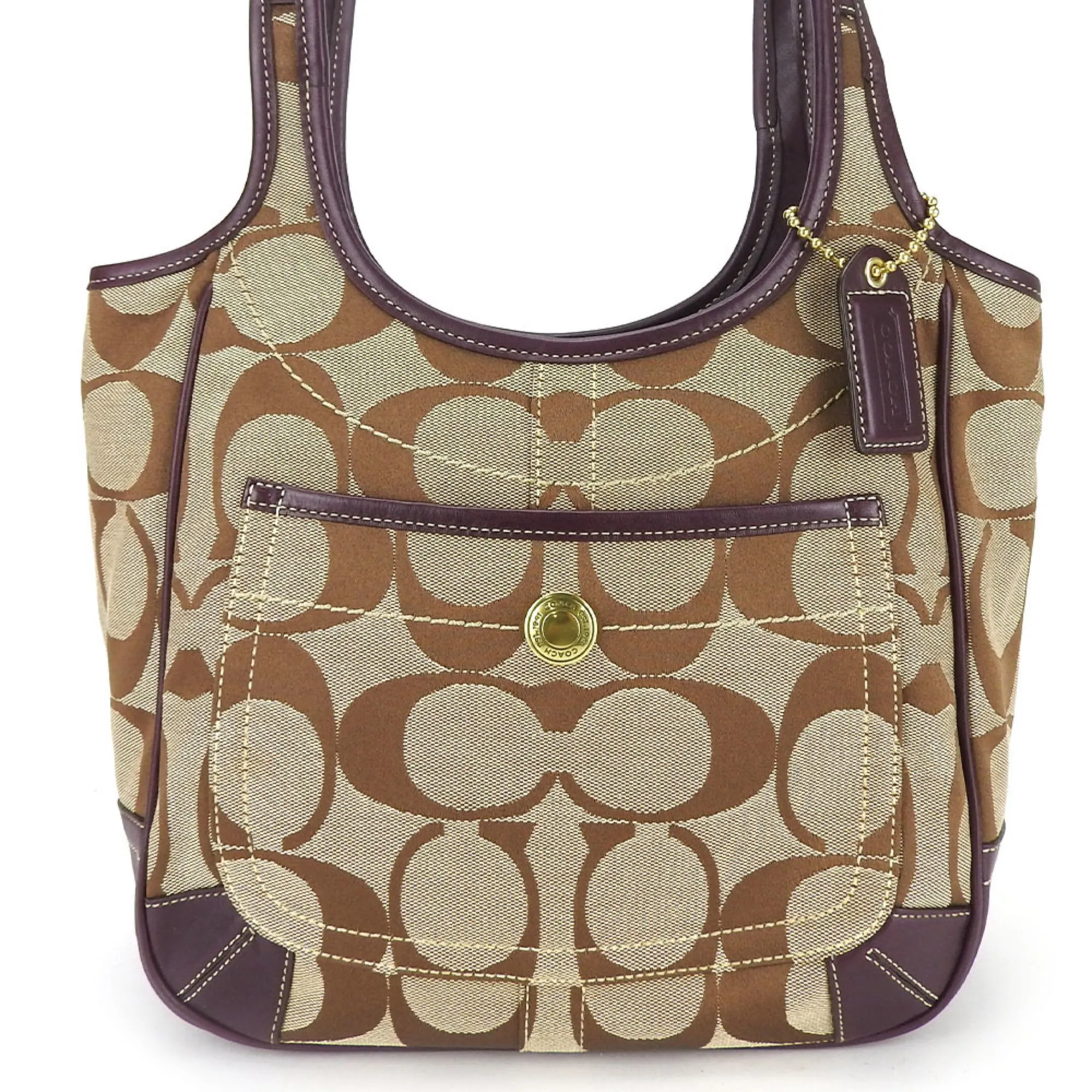 Coach Signature  Canvas Leather Tote Bag (Pre-Owned)