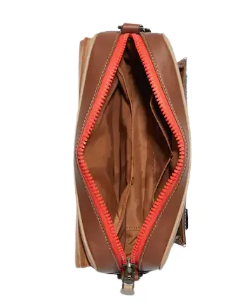 Coach Track Crossbody In Colorblock Signature Canvas With Coach Stamp