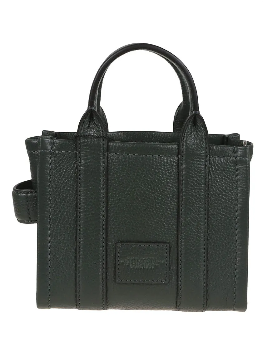 Compact Green Full Grain Leather Crossbody Tote