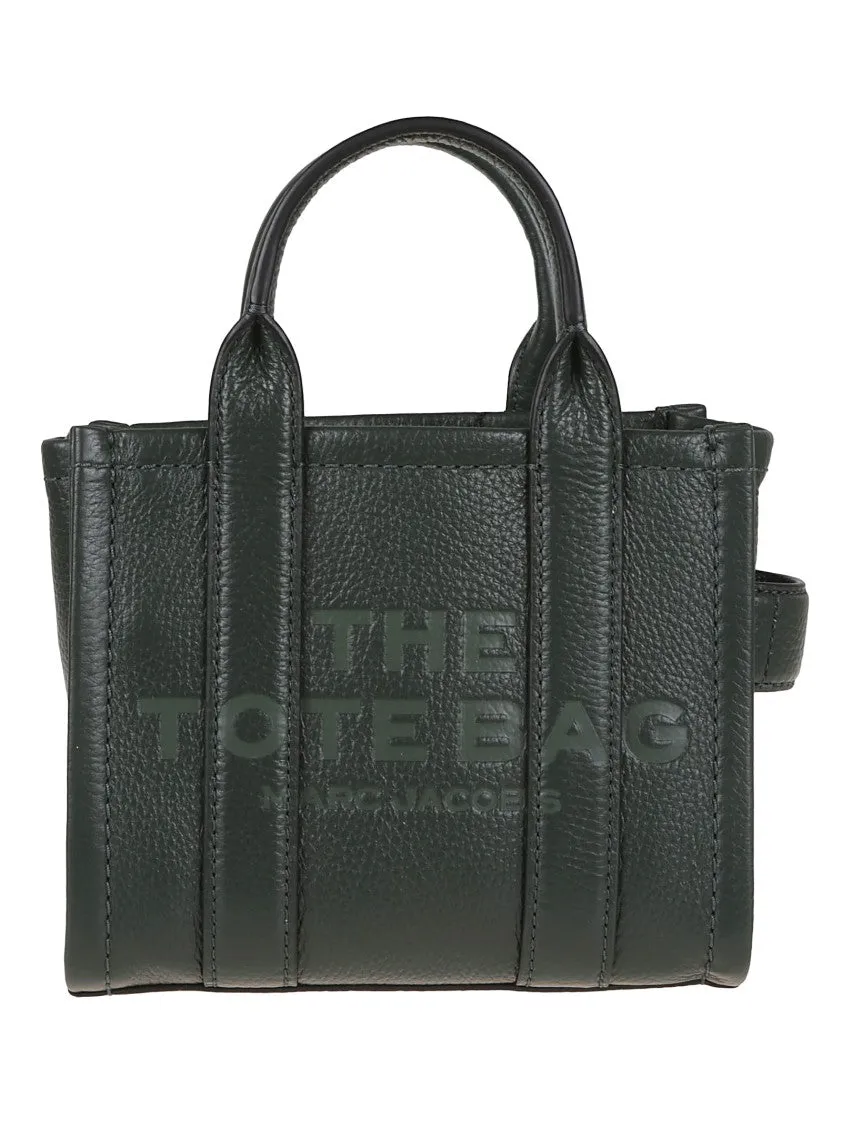 Compact Green Full Grain Leather Crossbody Tote