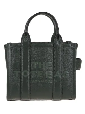Compact Green Full Grain Leather Crossbody Tote
