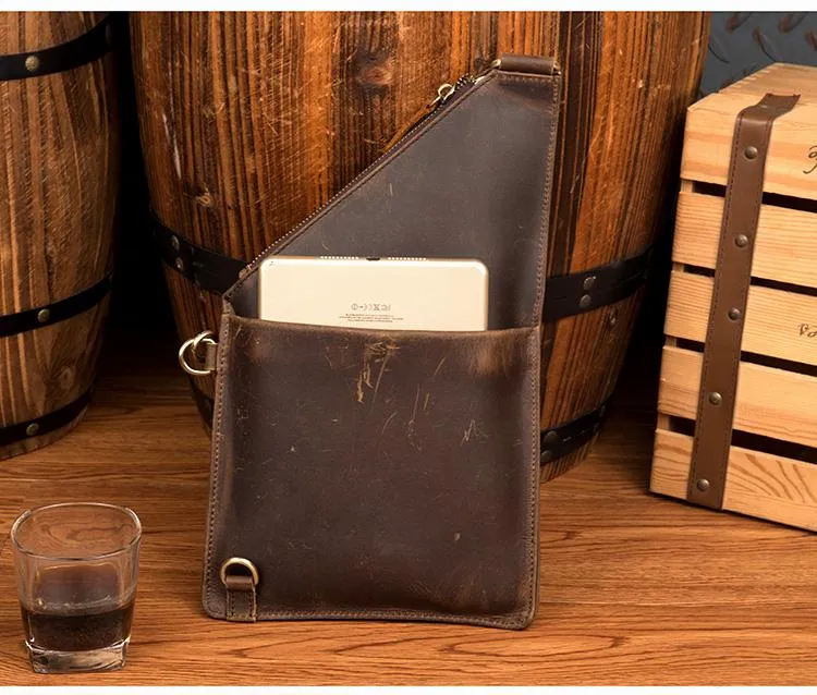 Cool Brown Leather Mens Sling Bag Crossbody Pack Messenger Bag Chest Bag for men