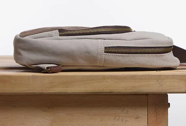 Cool Canvas Gray Mens Sling Bag Chest Bag One Shoulder Pack for men
