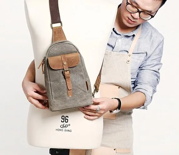 Cool Canvas Mens Sling Bag Sling Backpack One Shoulder Pack Chest Bag for men