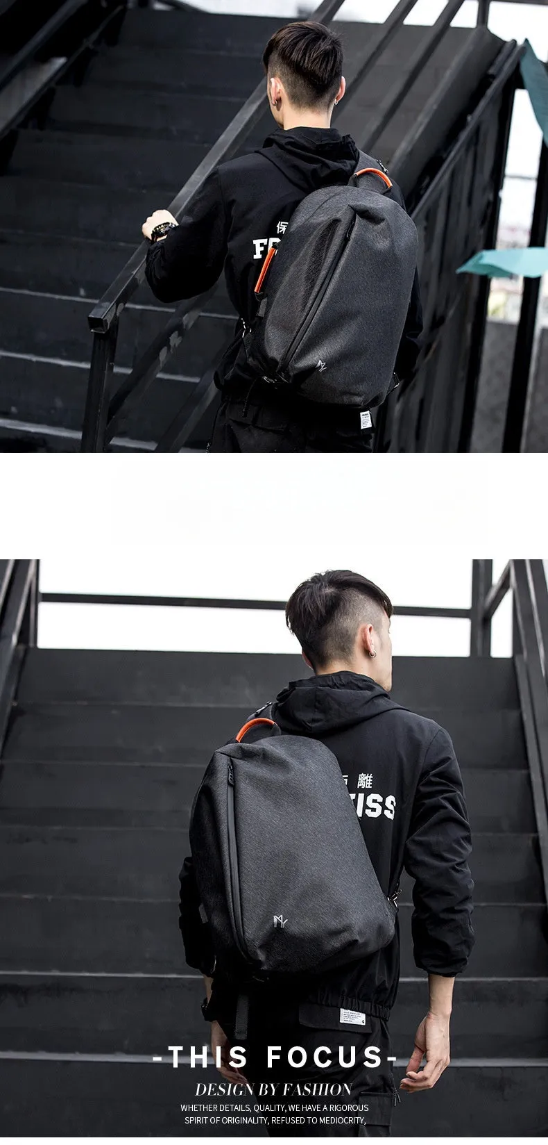 Cool Large Sling Bag For Men Waterproof Black Oxford Fabric Fashion Sling Bag For Big Guy