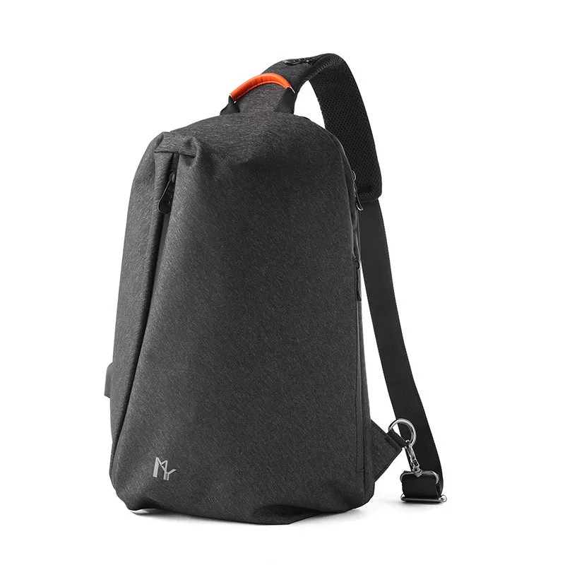 Cool Large Sling Bag For Men Waterproof Black Oxford Fabric Fashion Sling Bag For Big Guy